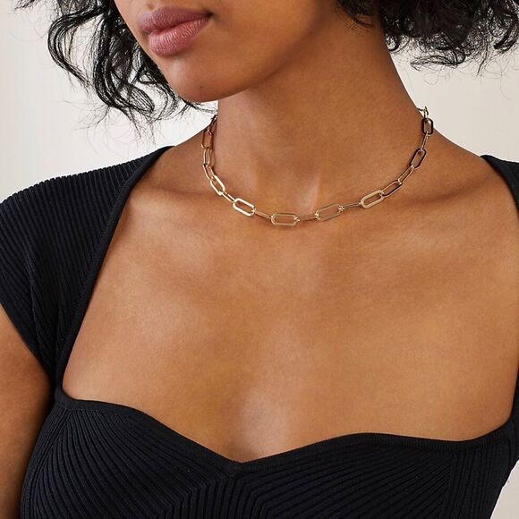 Jennifer Zeuner Jewelry 18K Yellow Gold Sterling Silver Chain-Link Necklace - Picture 2 of 6